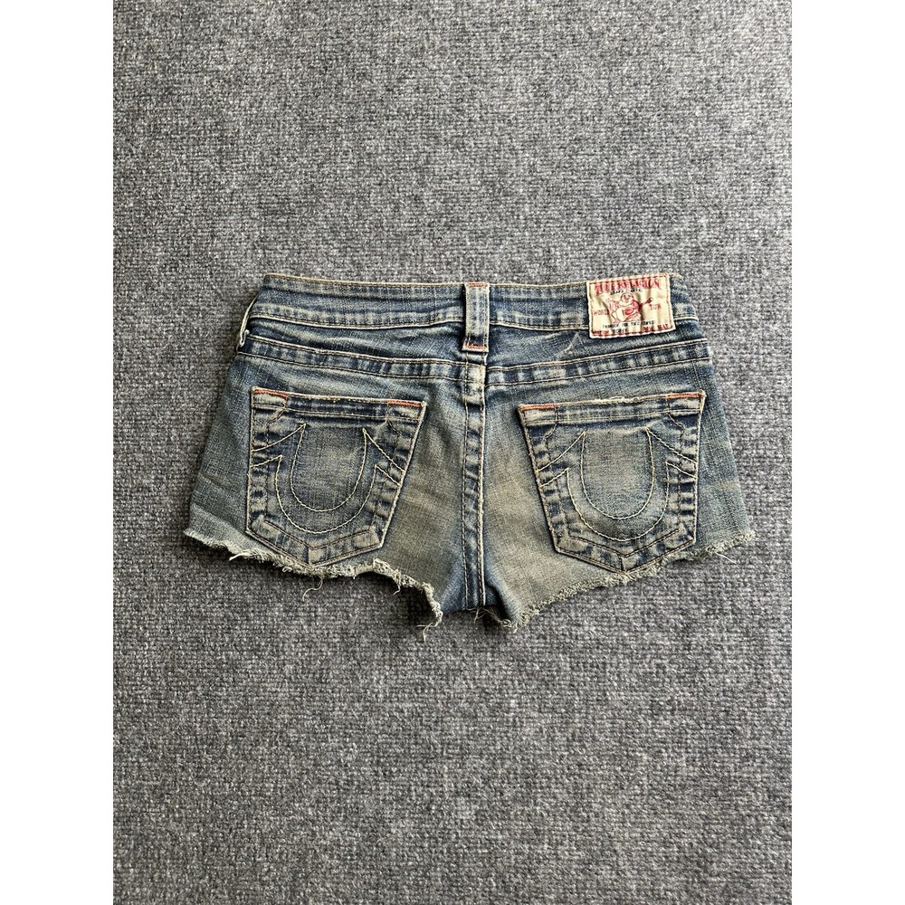 Womens True Religion Blue Distressed Cutoff Denim Shorts Made in USA, Size 27